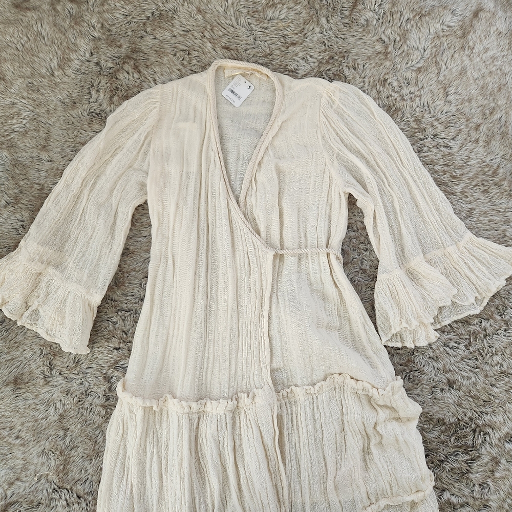 Free People Jen's Pirate Booty Casablanca Ruffle Duster Natural Ivory Size XS/S - Picture 4 of 16